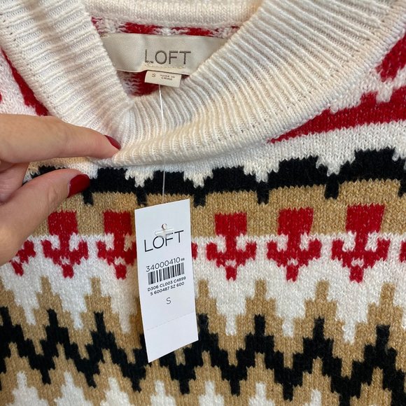 NWT Fair Isle Mock Neck Tunic Sweater Loft small - Picture 4 of 4